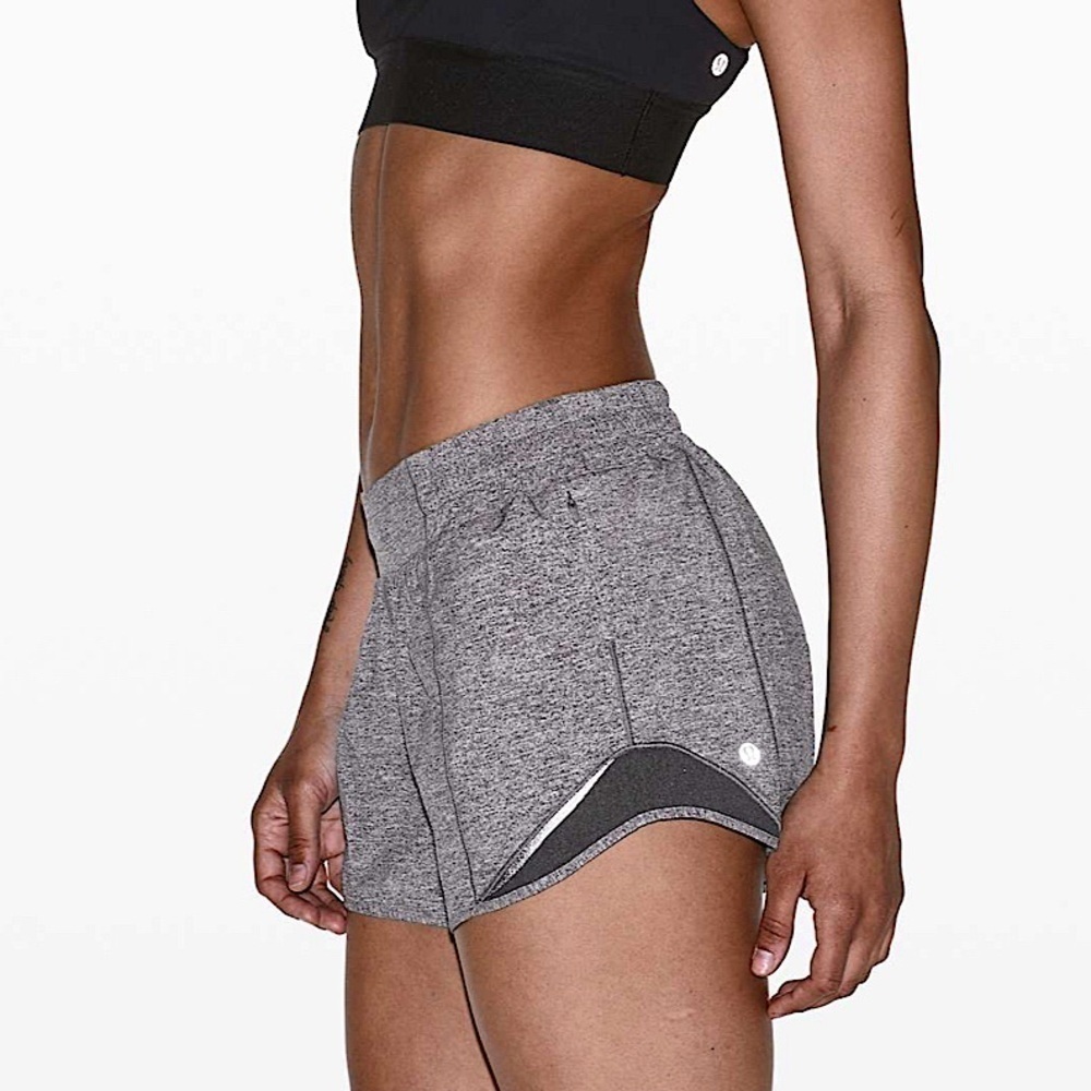 Lululemon Hotty Hot Short II Long 4" Run Heather Lux Multi Black Sz 4 Tall